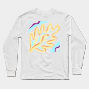 Yellow orange pink blue watercolor leaf art Long Sleeve T-Shirt